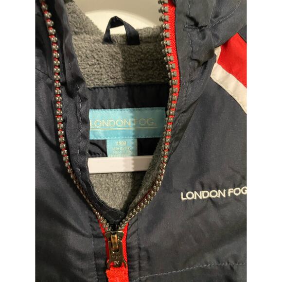 London Fog Coat Infant 12 Month Blue Red Hooded Zip Up - Picture 2 of 8
